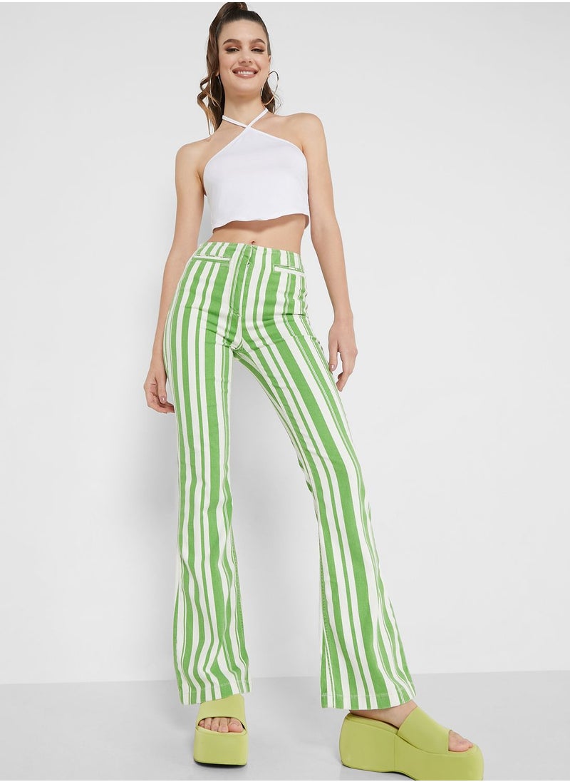 TOPSHOP - Striped High Waist Pants - Image 1