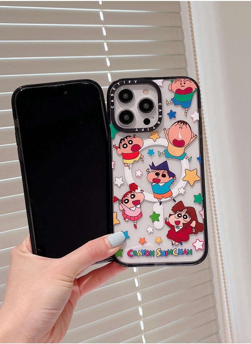 Casetify - Apple iPhone 15 Pro Case,Crayon Shinchan Stickers Magnetic Adsorption Phone Case - Semi transparent - Image 1