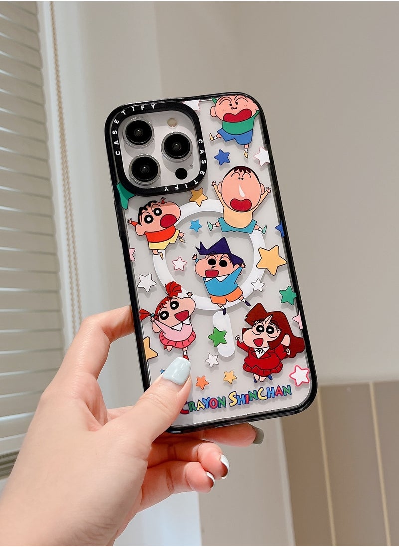 Casetify - Apple iPhone 15 Pro Case,Crayon Shinchan Stickers Magnetic Adsorption Phone Case - Semi transparent - Image 1