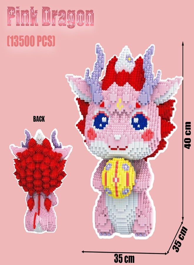 HONLANCH Animal Pink Dragon Micro Building Blocks Set（13500PCS 40cm High Series） Gift for Adults and Kids - Image 2