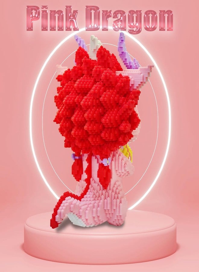 HONLANCH Animal Pink Dragon Micro Building Blocks Set（13500PCS 40cm High Series） Gift for Adults and Kids - Image 4