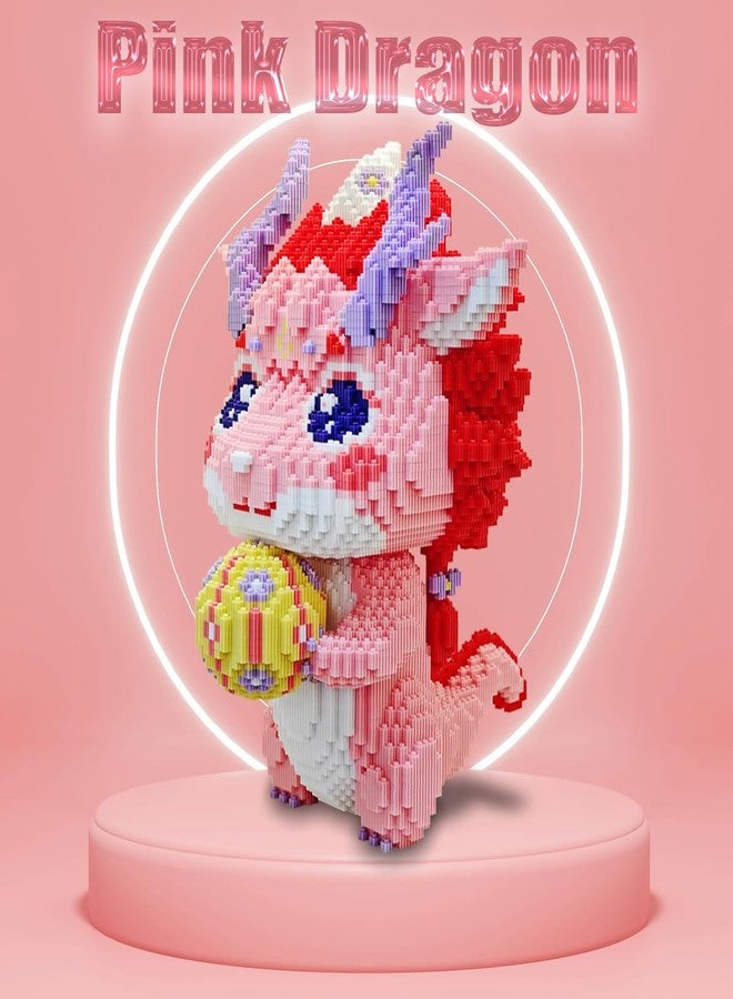 HONLANCH Animal Pink Dragon Micro Building Blocks Set（13500PCS 40cm High Series） Gift for Adults and Kids - Image 3