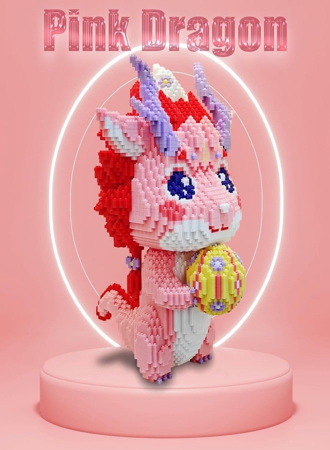 HONLANCH Animal Pink Dragon Micro Building Blocks Set（13500PCS 40cm High Series） Gift for Adults and Kids - Image 5