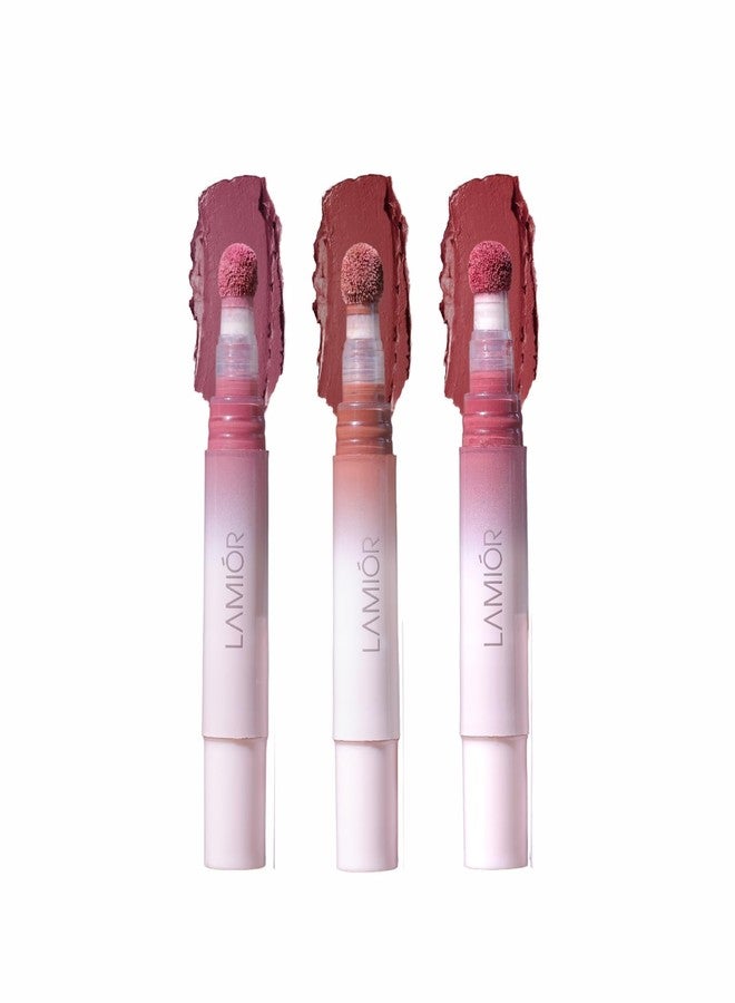 LAMIOR Blurry Fudgy Lip Tint - Combo of 3, Shade - Winter Delight | Ultra Velvety Matte | Transfer Proof & Hydrating Formula | Long-Lasting Lip Tint with Cushion Applicator | Vegan & Cruelty-Free - Image 1