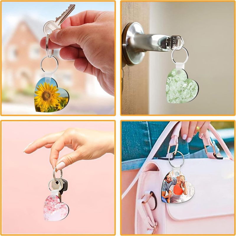 فراغات سلاسل مفاتيح للتسامي 20 قطعة مزدوجة الوجه من مادة MDF - سهلة الاستخدام لسلاسل مفاتيح DIY للتسامي، لوازم الحرف اليدوية لصنع الأعمال اليدوية - Image 2