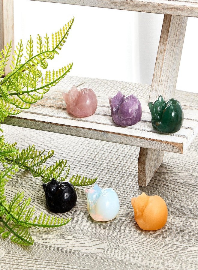 Barydat مجموعة باريدات من 6 تماثيل قطط كريستالية، زينة قطط لطيفة لعيد الميلاد، زينة من الأحجار الكريمة، منحوتات صغيرة منحوتة، هدايا للنساء في عيد الميلاد، لمحبي القطط، ديكور منزلي ومكتبي من الأحجار الكريمة - Image 3