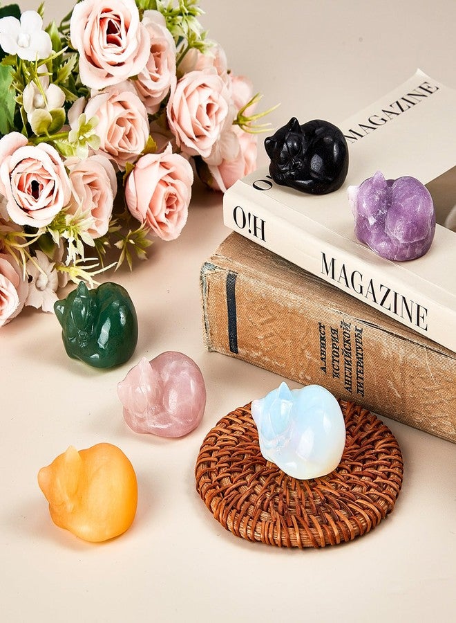 Barydat مجموعة باريدات من 6 تماثيل قطط كريستالية، زينة قطط لطيفة لعيد الميلاد، زينة من الأحجار الكريمة، منحوتات صغيرة منحوتة، هدايا للنساء في عيد الميلاد، لمحبي القطط، ديكور منزلي ومكتبي من الأحجار الكريمة - Image 5