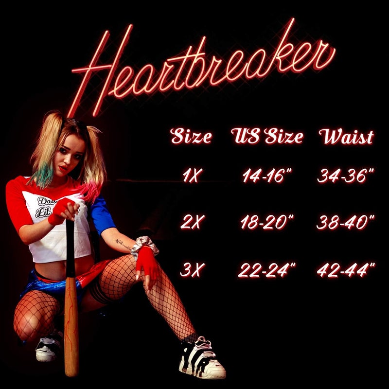 HDE Women's Plus Size Red Blue Sequin Shorts for Harley Misfit Halloween Costume - Image 5