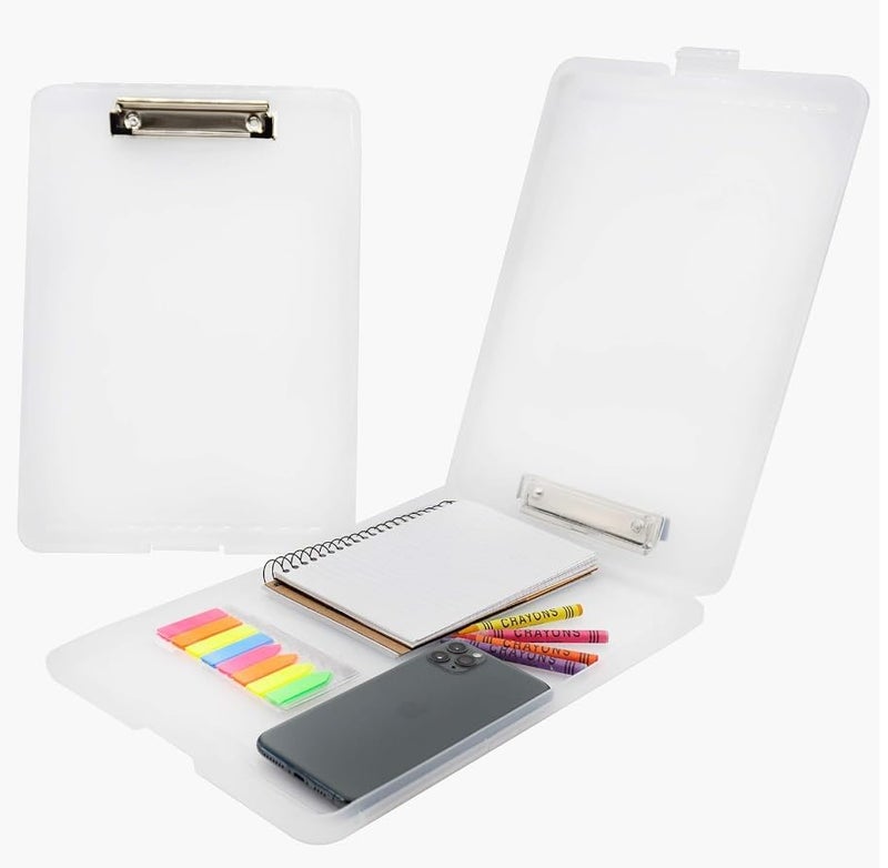 KACHKIT 4 Clip Pad/Clipboard with Storage Case for Paper and Document File Storage Holder,Writing Pad, Plastic Clipboard Ideal for Nurse Ped,Students Ped,Teachers,Office (Multicolour). - Image 4