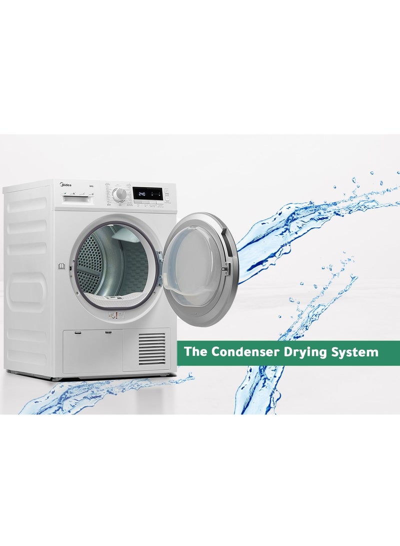 Midea Dryer, 16 Programs, Condensation Drying - 8 kg 560 kW MDG80C White - Image 5