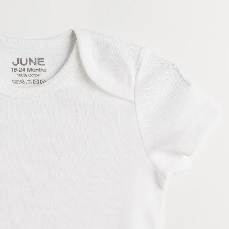JUNE Baby Basic Envelope Collar 2 Pieces Short Sleeve Body White