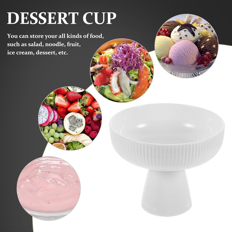 Amosfun 2pcs Ceramic Ice Cream Bowls Dessert Cups  Footed Sundae Pudding and Fruit Cups Valentines Party Holiday Decoration - Image 3