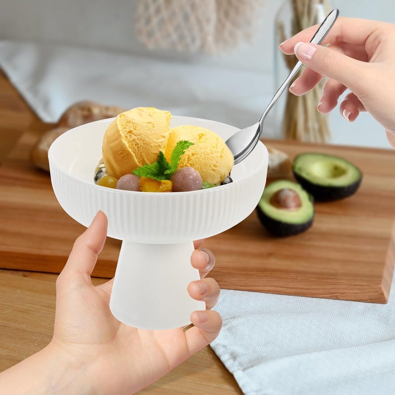 Amosfun 2pcs Ceramic Ice Cream Bowls Dessert Cups  Footed Sundae Pudding and Fruit Cups Valentines Party Holiday Decoration - Image 5