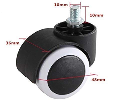 KWQAP Furniture Heavy Duty Threaded Nylon Office Chair Wheels Set of 5 - Image 2