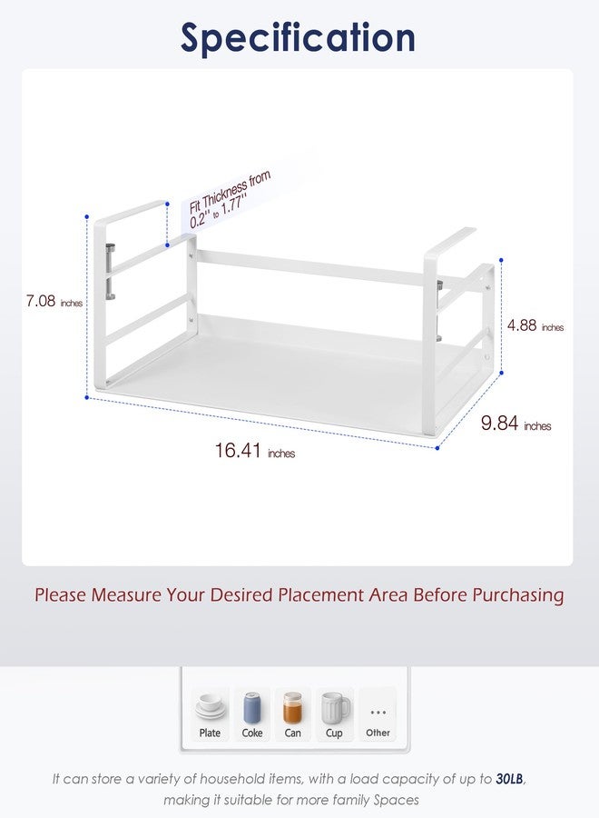 Nxconsu 2Pack Under Shelf Storage Basket Organizer Hanging Holder for Kitchen Cabinet Pantry Cupboard Desk Bookshelf Organization Space Saver Heavy Duty Slide-in Adjustable Mounting Clamp White Large - Image 2