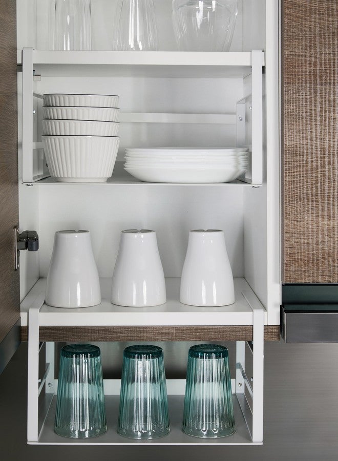 Nxconsu 2Pack Under Shelf Storage Basket Organizer Hanging Holder for Kitchen Cabinet Pantry Cupboard Desk Bookshelf Organization Space Saver Heavy Duty Slide-in Adjustable Mounting Clamp White Large - Image 5