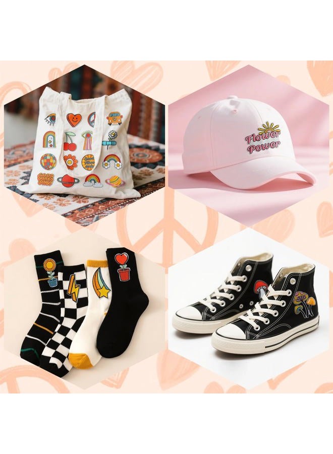 RF-patch 32Pcs Hippie Iron on Patches, Embroidered Girls Iron on/Sew on Patch for Clothes, Hats, Jeans, Dress, Backpacks - Image 5