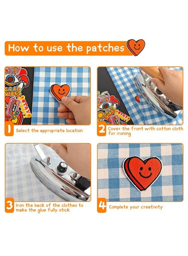 RF-patch 32Pcs Hippie Iron on Patches, Embroidered Girls Iron on/Sew on Patch for Clothes, Hats, Jeans, Dress, Backpacks - Image 3