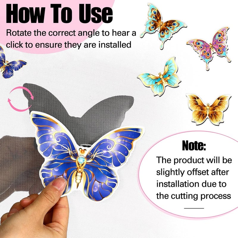 Eaasty 10 Pieces Butterfly Screen Door Magnets Double Sided Screen Door Magnets Stickers Magnetic Flexible Protector Decorative Multicolor for Window Patio Sliding Doors Protector(Elegant Style) - Image 4