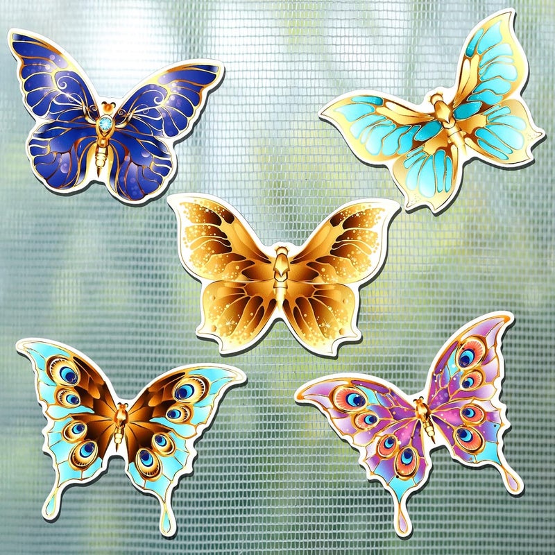 Eaasty 10 Pieces Butterfly Screen Door Magnets Double Sided Screen Door Magnets Stickers Magnetic Flexible Protector Decorative Multicolor for Window Patio Sliding Doors Protector(Elegant Style) - Image 1