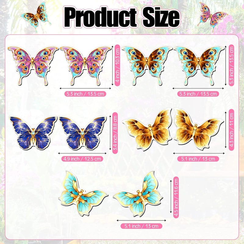 Eaasty 10 Pieces Butterfly Screen Door Magnets Double Sided Screen Door Magnets Stickers Magnetic Flexible Protector Decorative Multicolor for Window Patio Sliding Doors Protector(Elegant Style) - Image 2