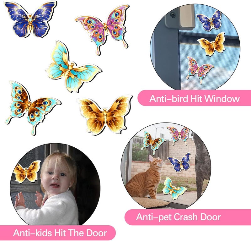 Eaasty 10 Pieces Butterfly Screen Door Magnets Double Sided Screen Door Magnets Stickers Magnetic Flexible Protector Decorative Multicolor for Window Patio Sliding Doors Protector(Elegant Style) - Image 3