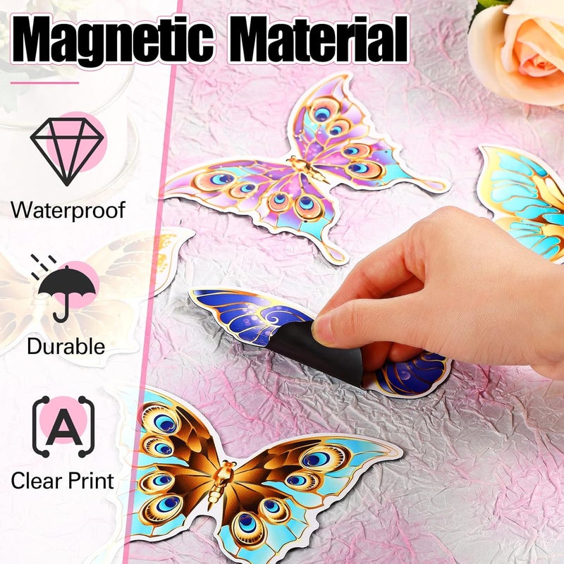 Eaasty 10 Pieces Butterfly Screen Door Magnets Double Sided Screen Door Magnets Stickers Magnetic Flexible Protector Decorative Multicolor for Window Patio Sliding Doors Protector(Elegant Style) - Image 5