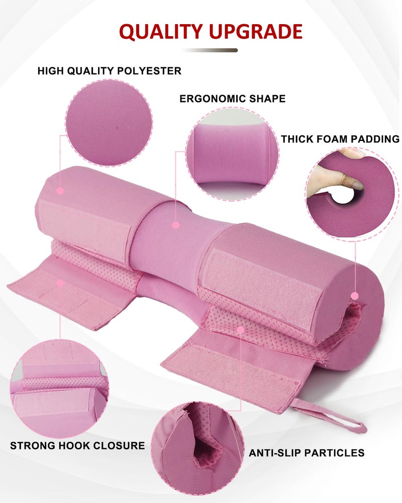 LAVVON Barbell Squat Pad Set Nylon Padding AntiSlip- Thick Foam Barbell Pad for Squats Cushion,Lunges&Bar Padding for Hip Thrusts -Standard Weight Bar Pad -With Wrist Straps Weightlifting (Ankle-Pink) - Image 4