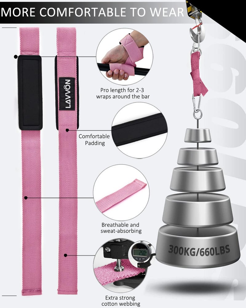 LAVVON Barbell Squat Pad Set Nylon Padding AntiSlip- Thick Foam Barbell Pad for Squats Cushion,Lunges&Bar Padding for Hip Thrusts -Standard Weight Bar Pad -With Wrist Straps Weightlifting (Ankle-Pink) - Image 5