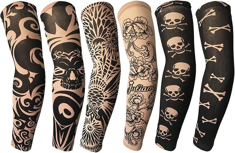 YARIEW Tattoo Sleeves for Men, 6Pcs Arm Sleeves Fake Tattoos Sleeves to Cover Arms Sun Protection Sleeves Tattoo Sleeve Covers Tattoo Cover Up Sleeve Temporary Tattoo Sleeves for Men and Women (Set 6) - Image 1