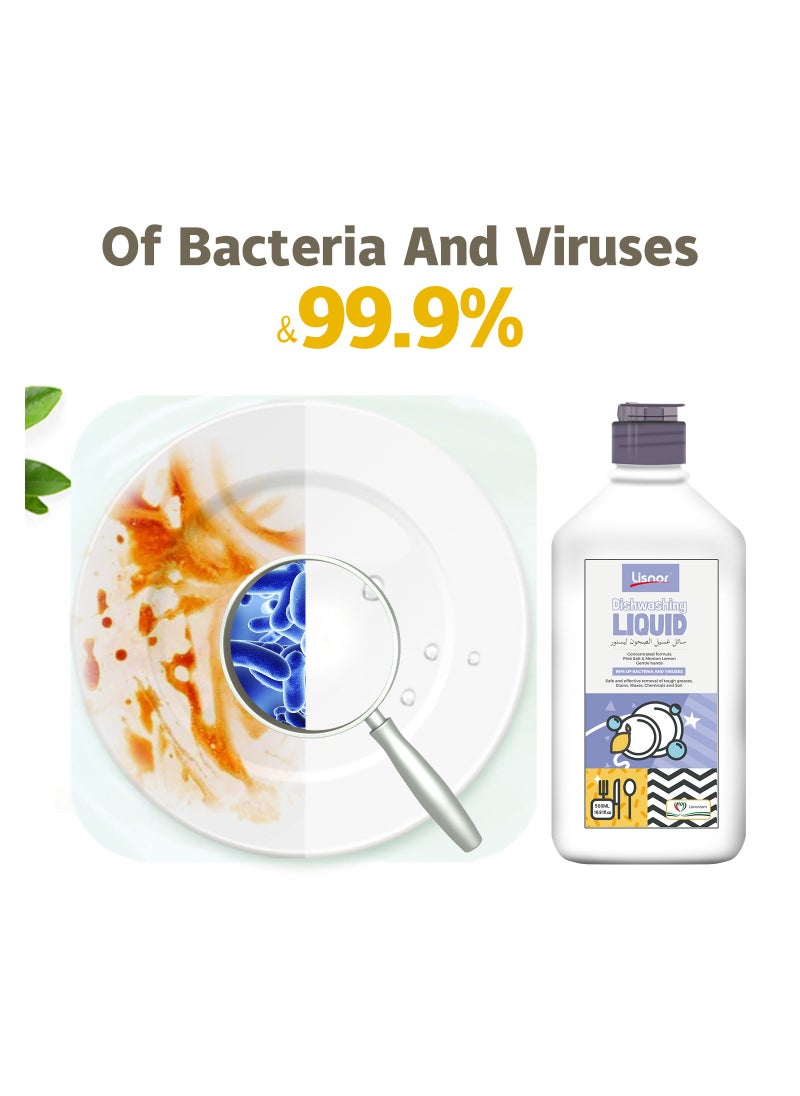 Lisnor - Lemon Dishwashing Liquid 500ML( 21% active ingredients) - Image 1