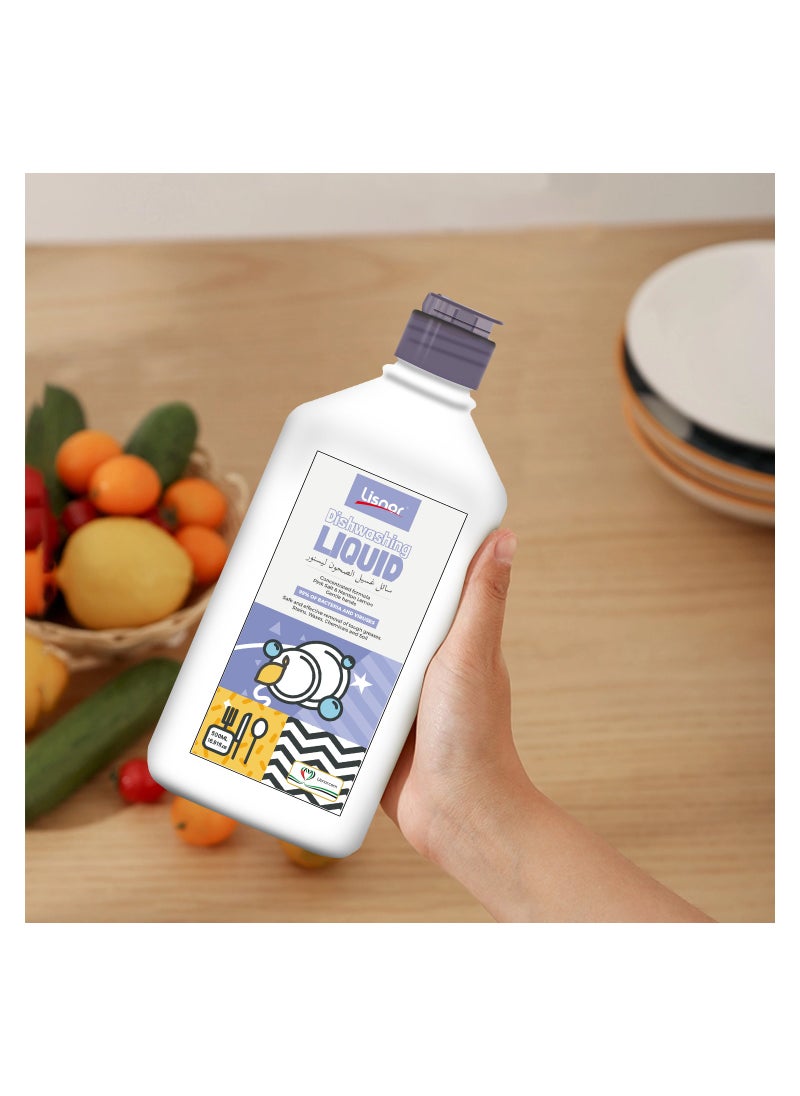 Lisnor - Lemon Dishwashing Liquid 500ML( 21% active ingredients) - Image 1