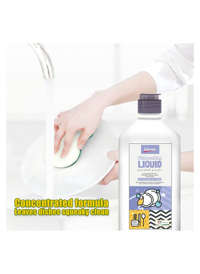 Lisnor - Lemon Dishwashing Liquid 500ML( 21% active ingredients) - Image 1