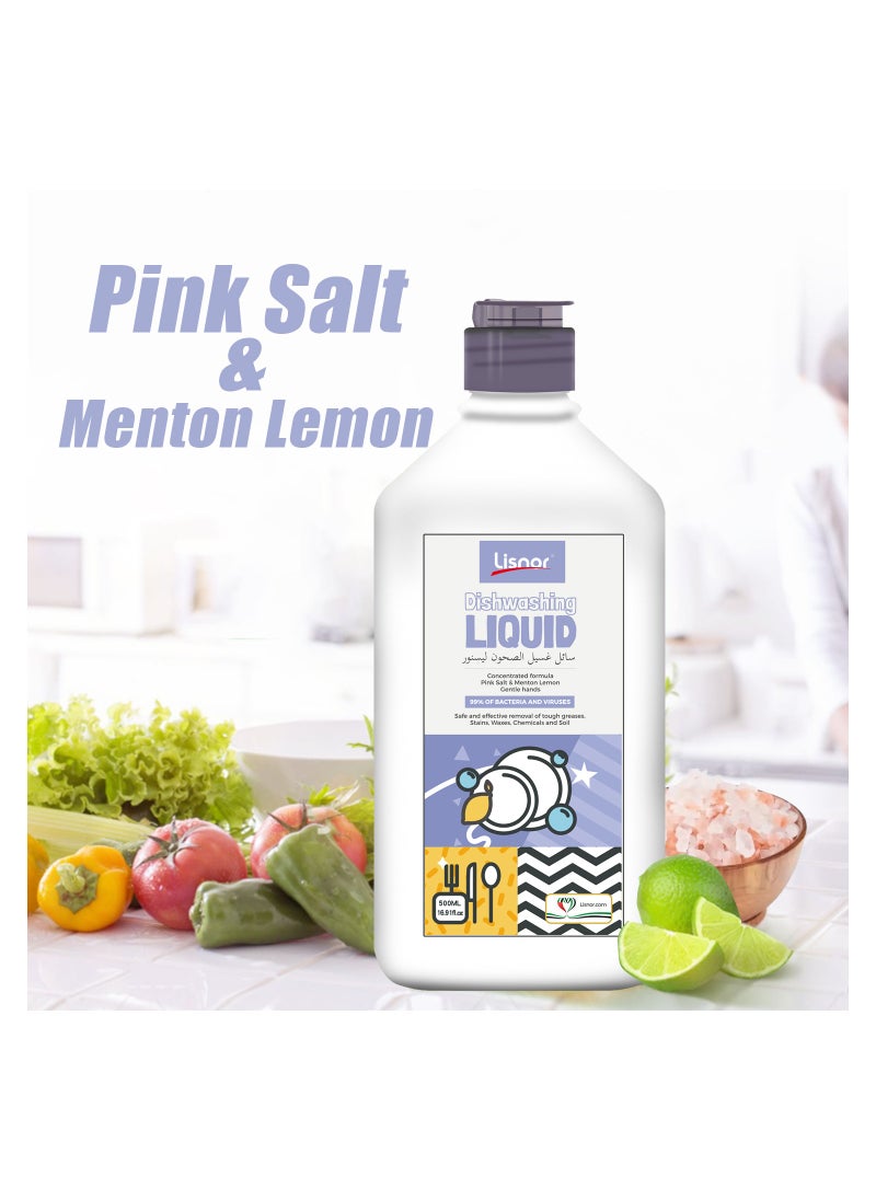 Lisnor - Lemon Dishwashing Liquid 500ML( 21% active ingredients) - Image 1