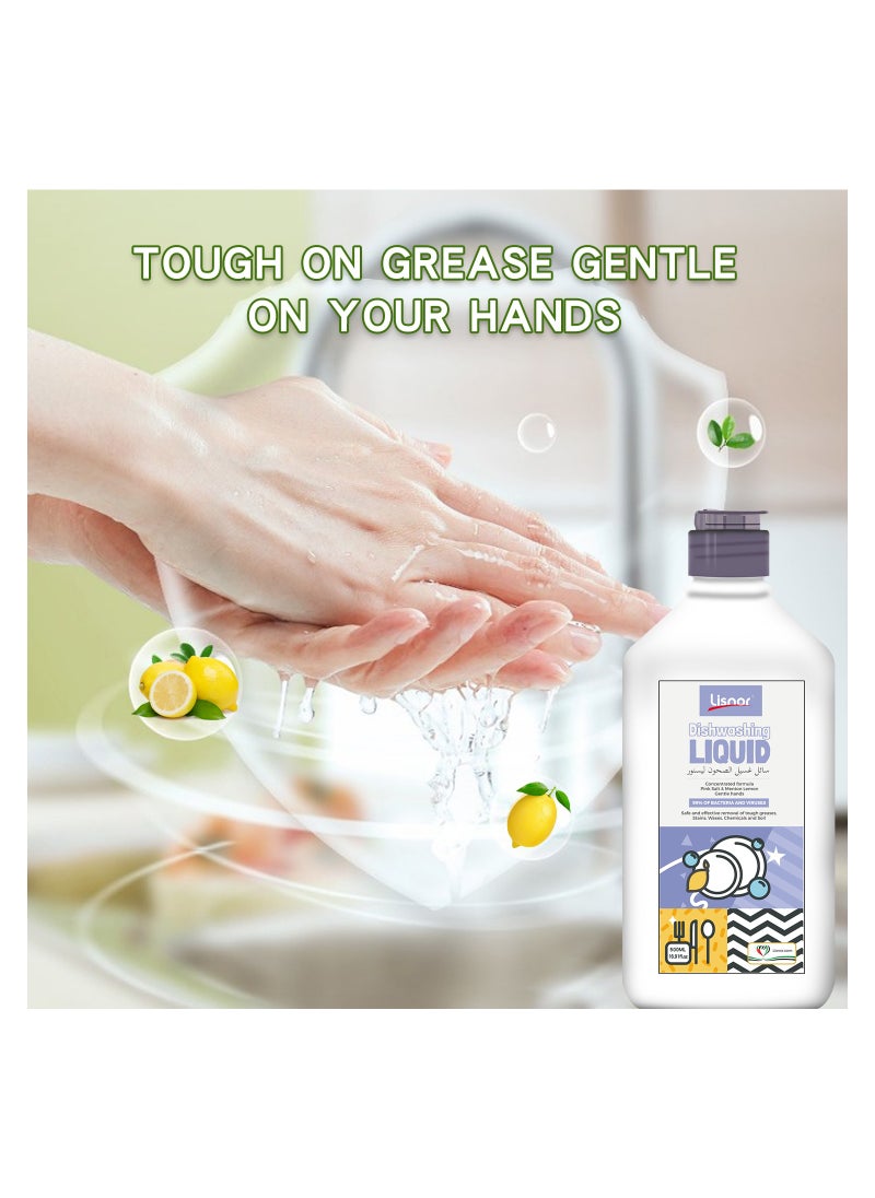 Lisnor - Lemon Dishwashing Liquid 500ML( 21% active ingredients) - Image 1