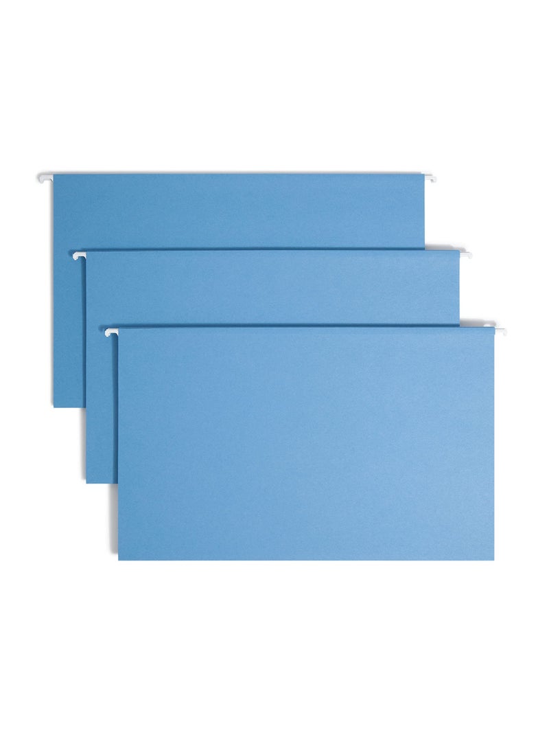 Smead Hanging File Folder with Tab, 1/5-Cut Adjustable Tab, Legal Size, Blue, 25 per Box (64160) - Image 1