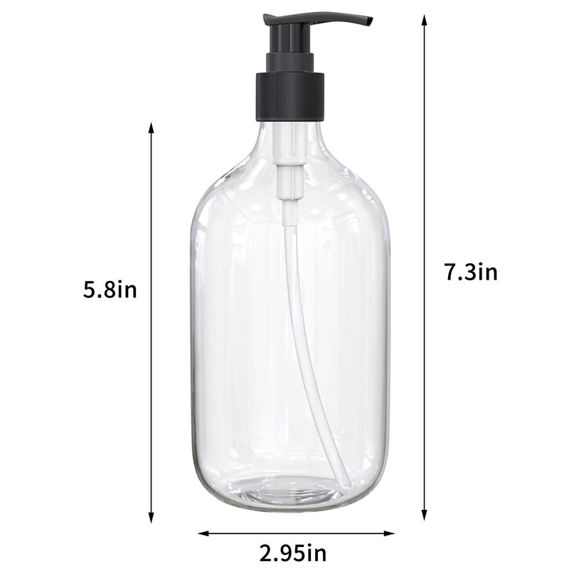 BallHull 17 Ounce Clear Plastic Pump Bottle Dispenser, Refillable Empty Bottle Container with Pump for Essential Oil Soap Lotion Shampoo, 2 Pcs - Image 2