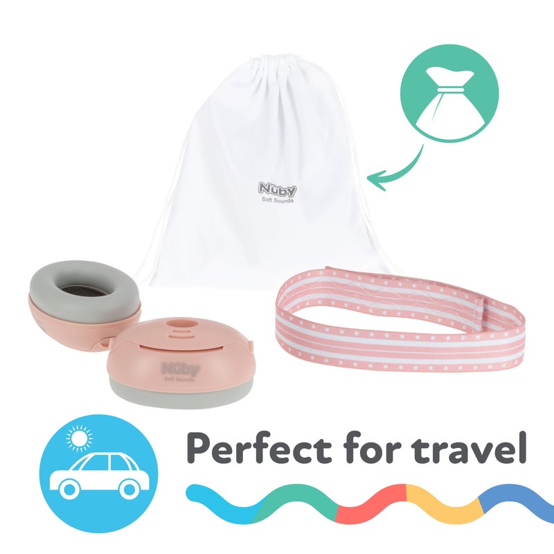 Nuby Soft Sounds Earmuffs - Adjustable Baby Earmuffs - Baby Essentials for Travel - Pink - Image 3