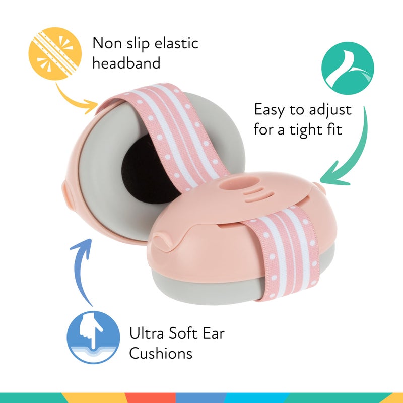 Nuby Soft Sounds Earmuffs - Adjustable Baby Earmuffs - Baby Essentials for Travel - Pink - Image 2