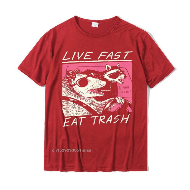 200g fabric European size cotton TFunny Shirts Men Cotton_Harajuku Mens Cloth Red