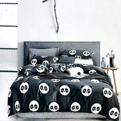 MORADO ® Glace Cotton Floral 160 TC Double Panda Bedsheet with 2 King Size Pillow Covers (Black and White, 90 X 100 Inches) - Image 4