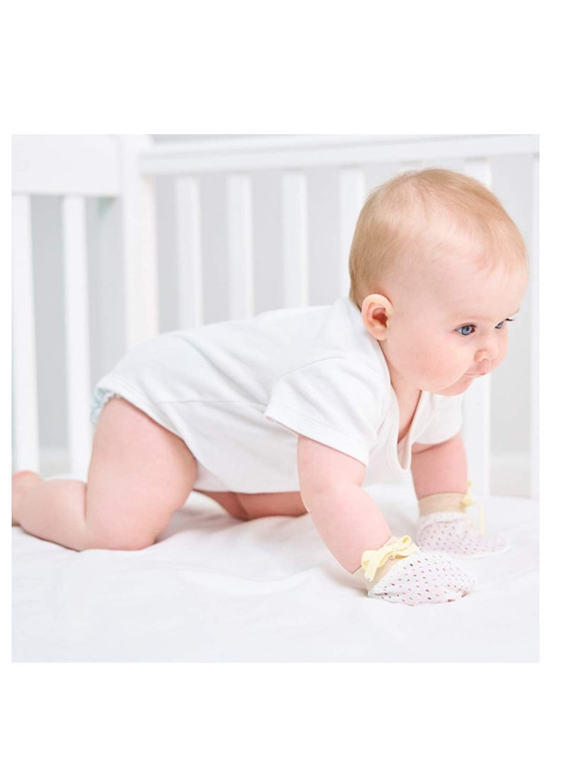 قفازات مضادة للخدش للأطفال، قفازات قطنية جميلة للأولاد والبنات، 6 أزواج من القفازات القابلة للتعديل بحبل للرضع - Image 2