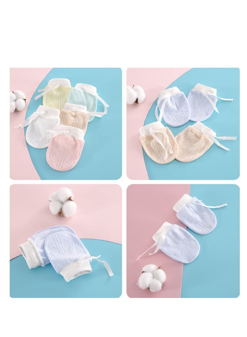 قفازات مضادة للخدش للأطفال، قفازات قطنية جميلة للأولاد والبنات، 6 أزواج من القفازات القابلة للتعديل بحبل للرضع - Image 3