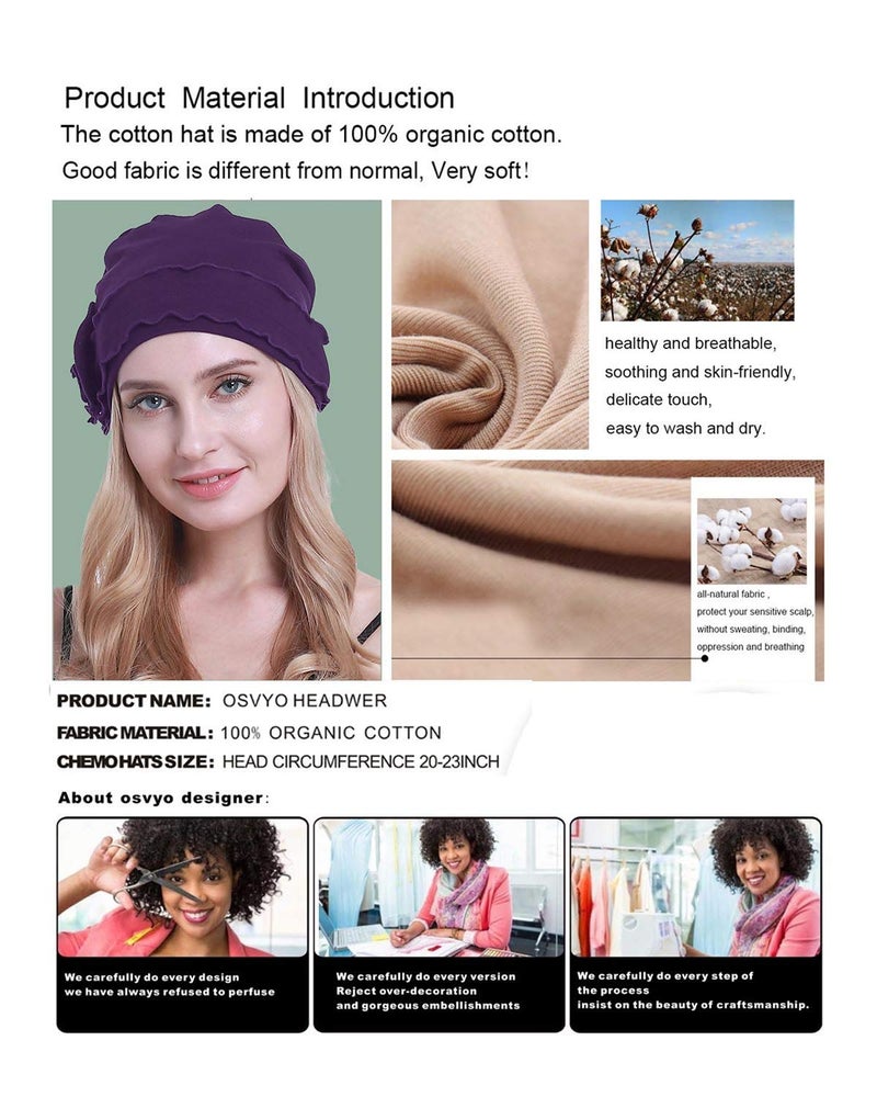 osvyo Cotton Chemo Headwear Turban Cap for Women - Soft Elastic Beanie Hair Loss Sealed Packaging Black - Image 4