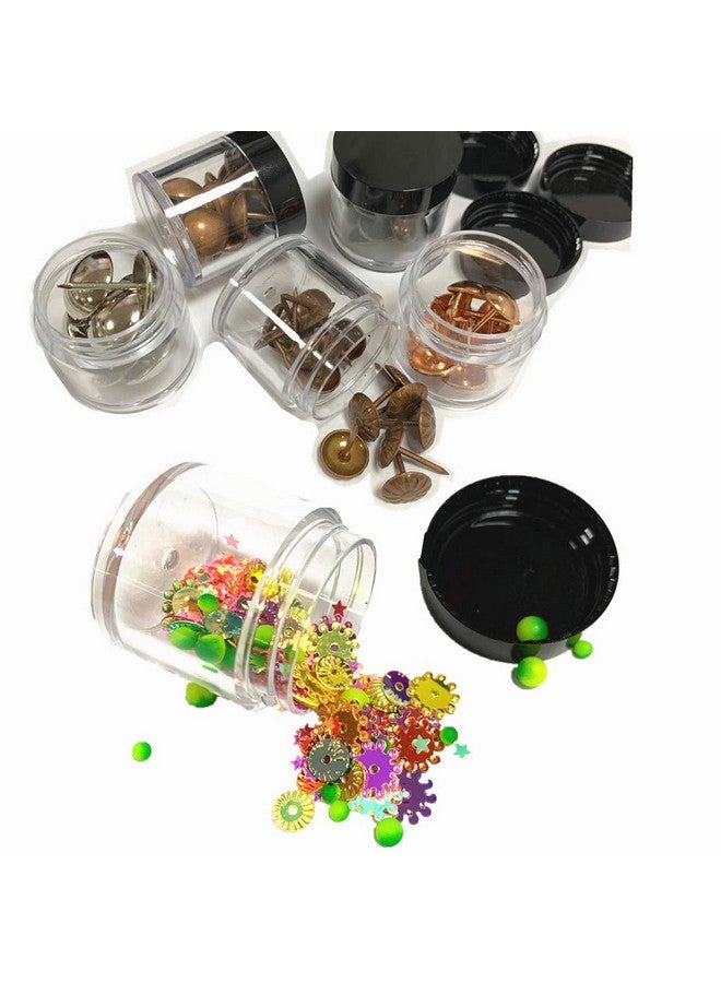 XICHEN (24 Pieces) 10G/10Ml Clear Plastic Cosmetic Round Container Jars With Black Lids - Image 5