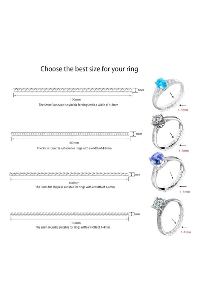 طقم ضبط حجم الخاتم السيليكون الشفاف 4 قطع مقاسات مختلفة - Image 3