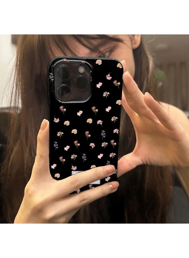 NIBEMINENT Full Screen Of Small Flowers Protective TPU Case Cover For iPhone 16, Black - Image 2