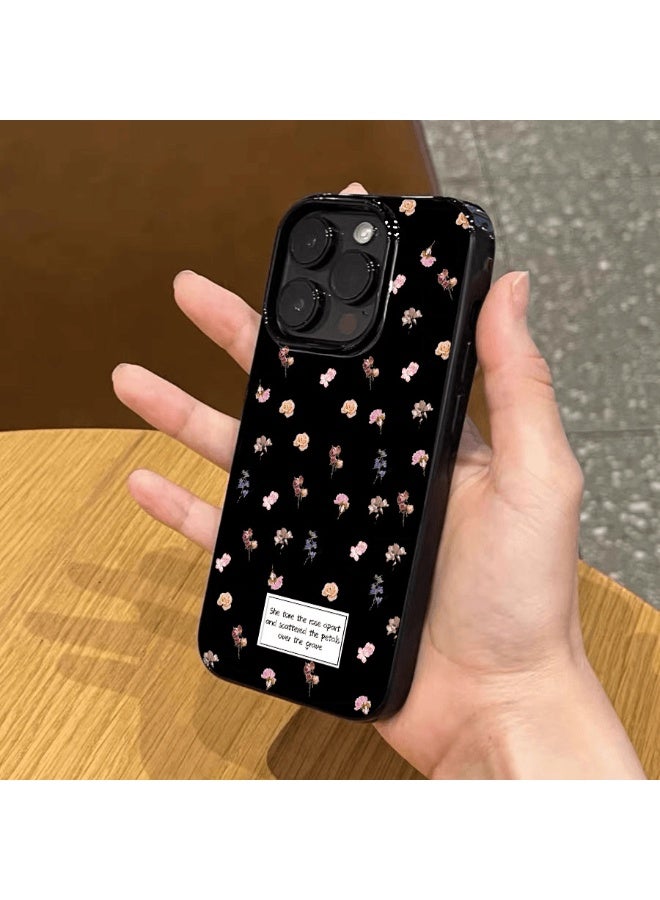 NIBEMINENT Full Screen Of Small Flowers Protective TPU Case Cover For iPhone 16, Black - Image 1