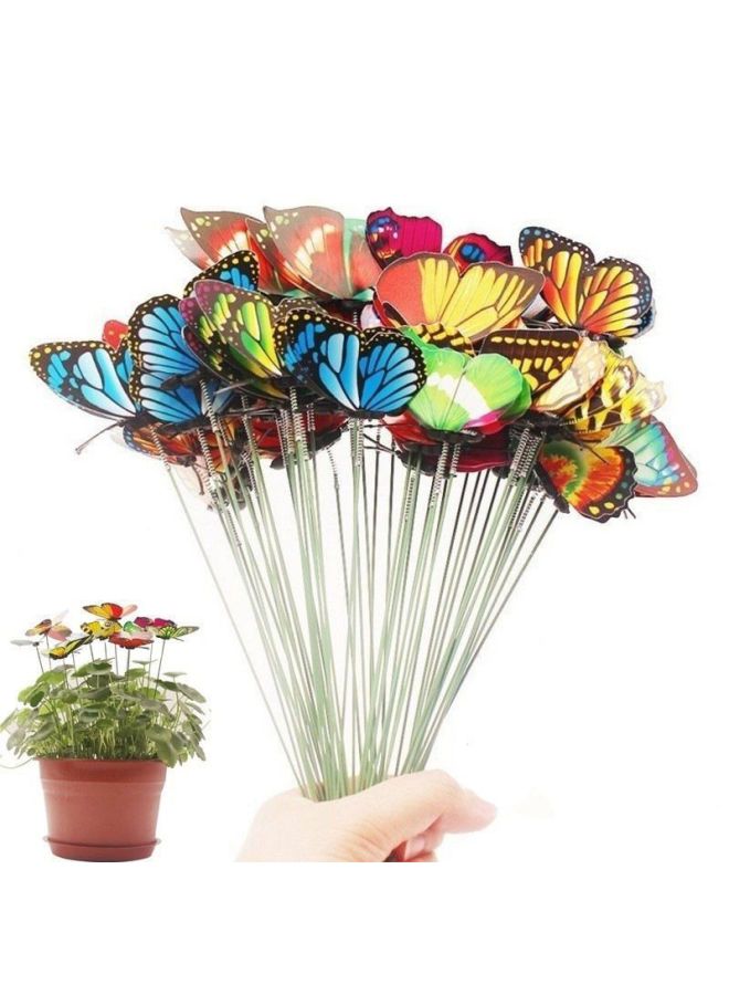 12cm Double Layer Butterfly With Handle 50cm Push Simulation Butterfly Stick Toy Gift Push Toy-Color:12cm Butterfly (pole About 50cm With Handle) Packaging: A Bundle Is 50 - Image 2