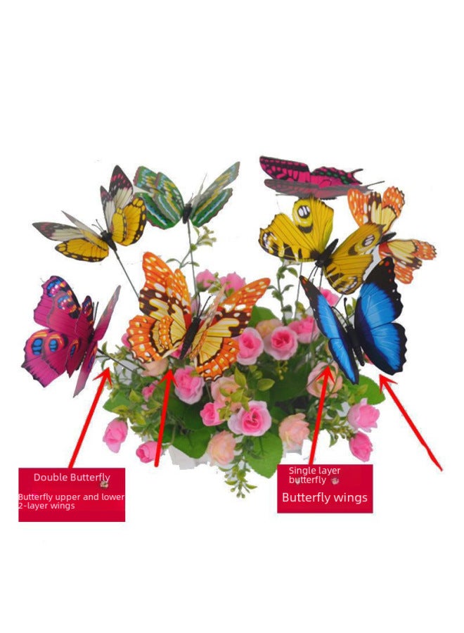 12cm Double Layer Butterfly With Handle 50cm Push Simulation Butterfly Stick Toy Gift Push Toy-Color:12cm Butterfly (pole About 50cm With Handle) Packaging: A Bundle Is 50 - Image 3